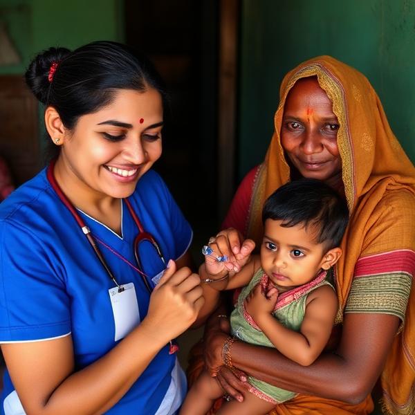 Nurse vaccinating child
